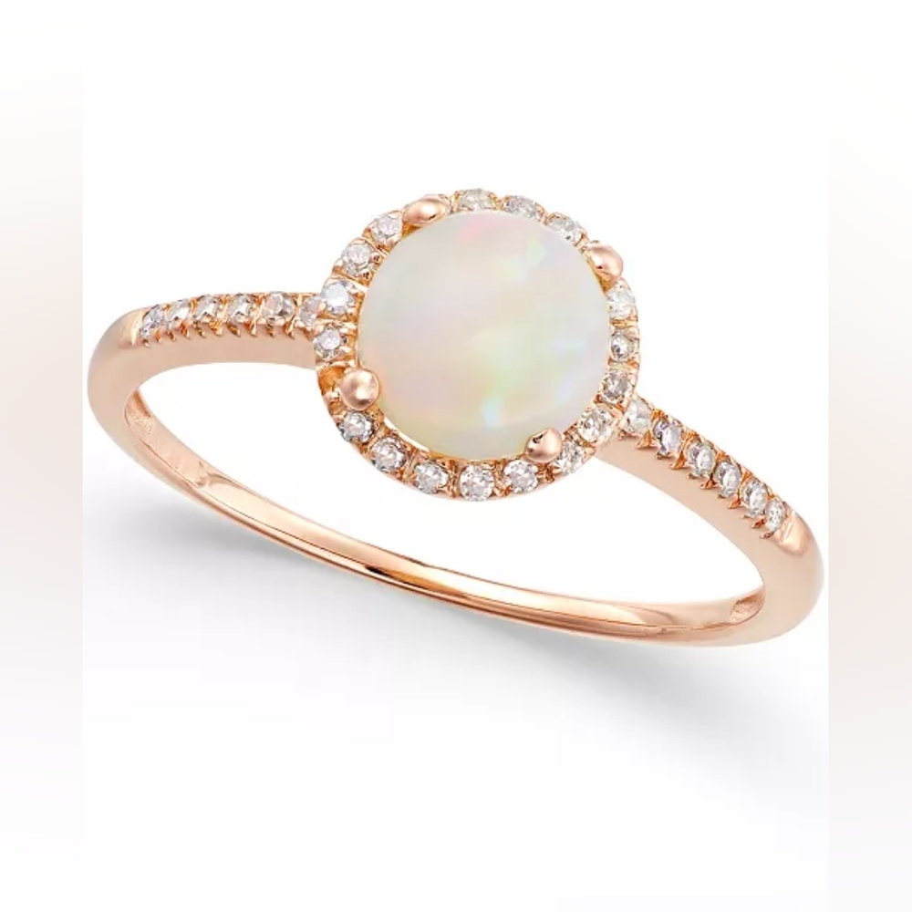 Opal and Diamond Ring in 14k Rose Gold